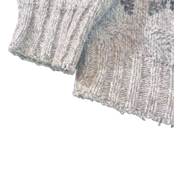 Vintage Eddie Bauer Mens Medium Fair Isle Knit Sweater Wool Blend Gray/Beige - Picture 4 of 5